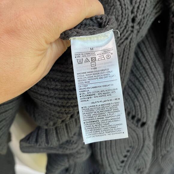 Old Navy Gray Open Knit Cardigan Casual Cozy Layering Size M - Picture 4 of 7